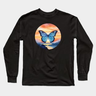 Blue Morpho Butterfly Long Sleeve T-Shirt